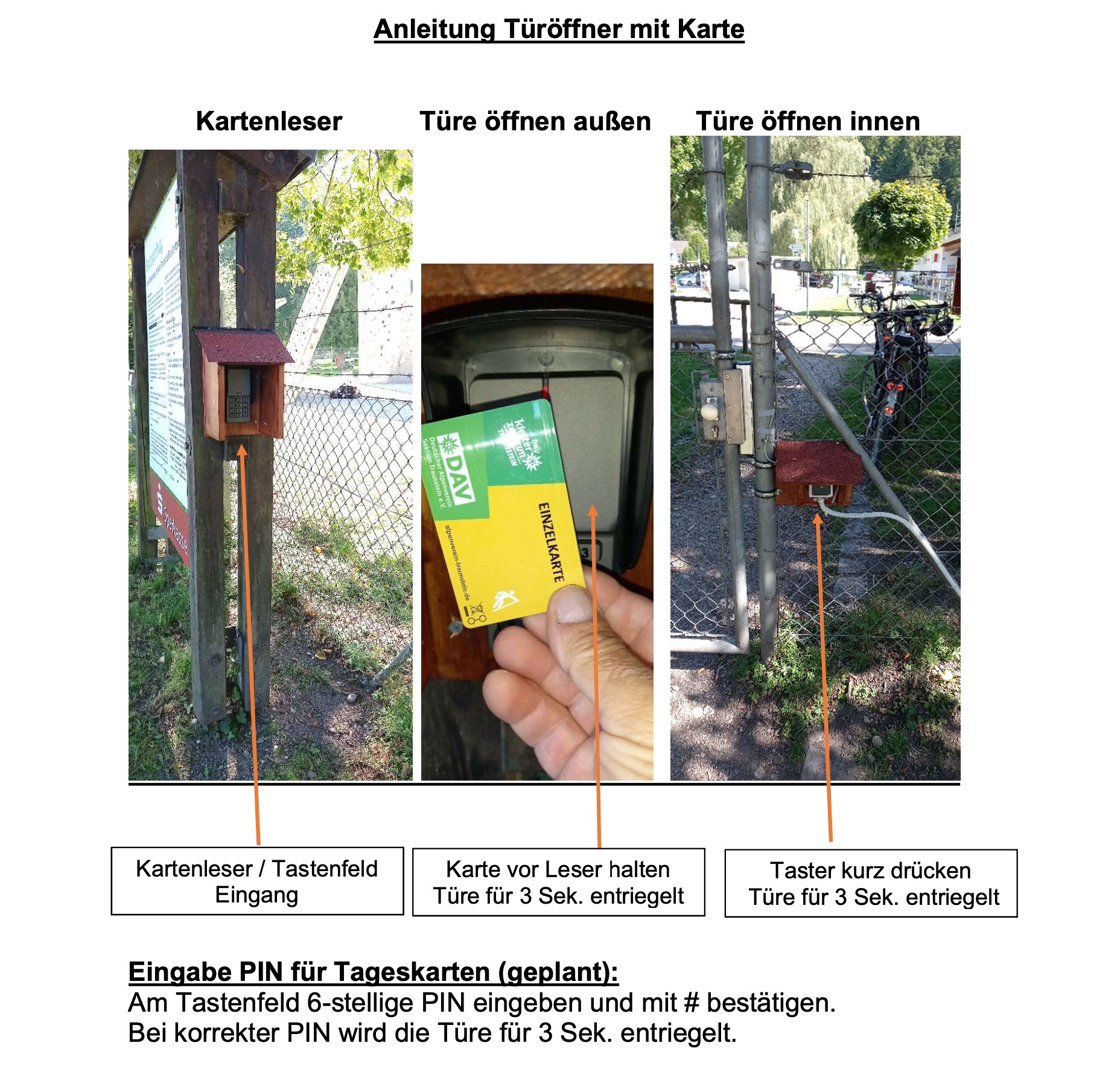 Anleitung Öffnung Kletteranlage mit RFID Karte