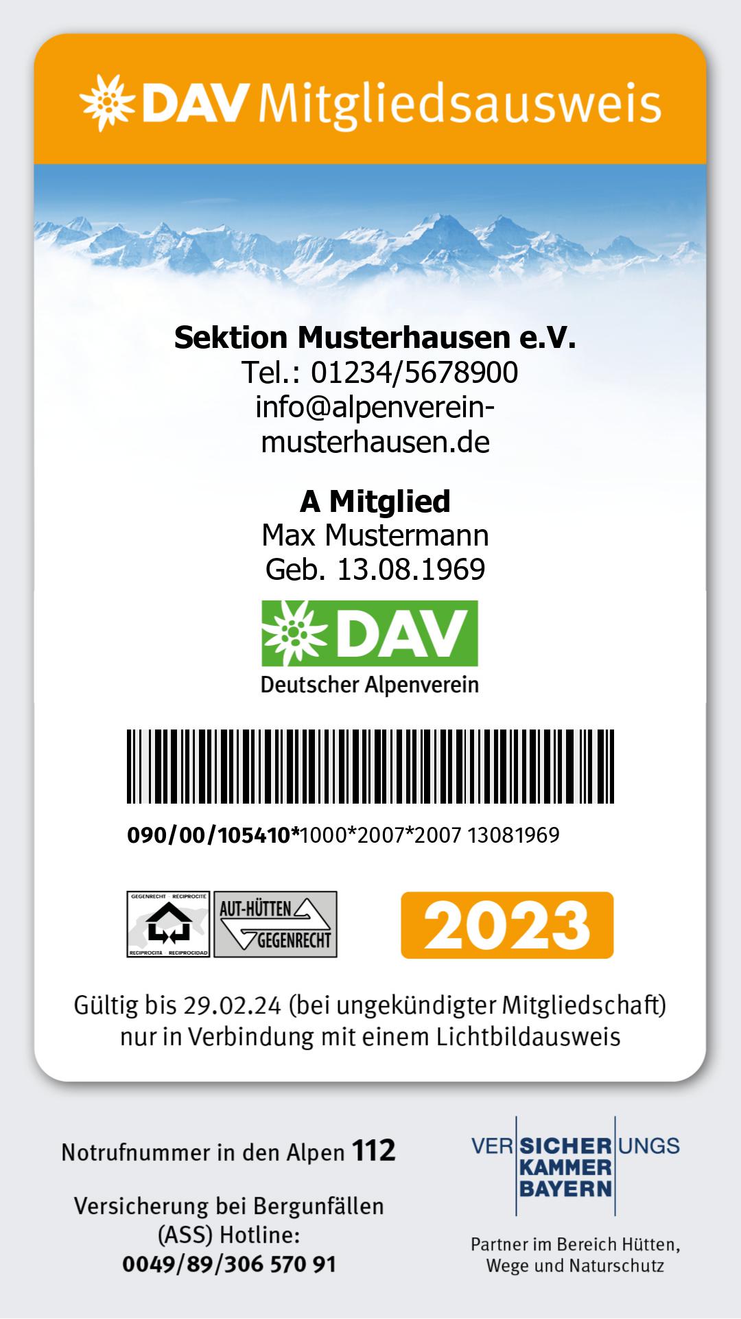 Digitaler Muster Mitgliedsausweis