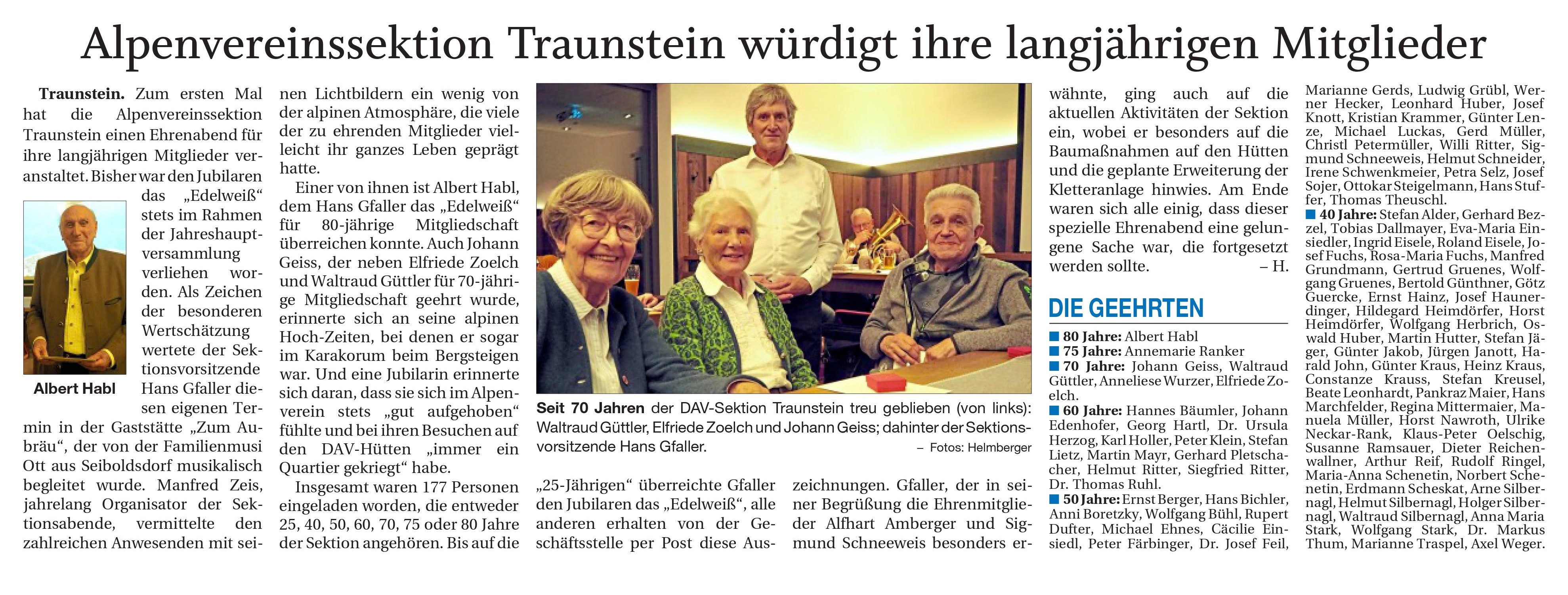 Ehrenabend Traunsteiner Tagblatt
